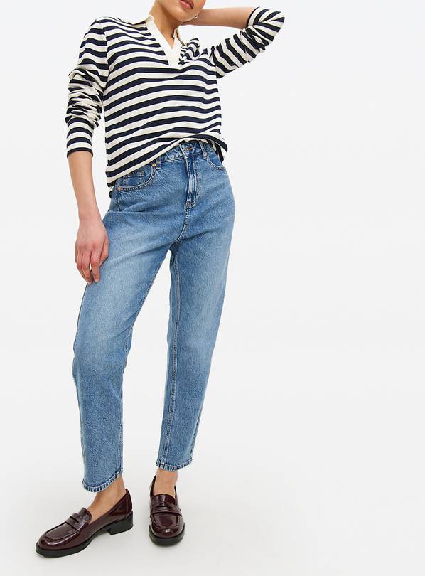 Mid Rinse Denim High Rise Mom Jeans 14L